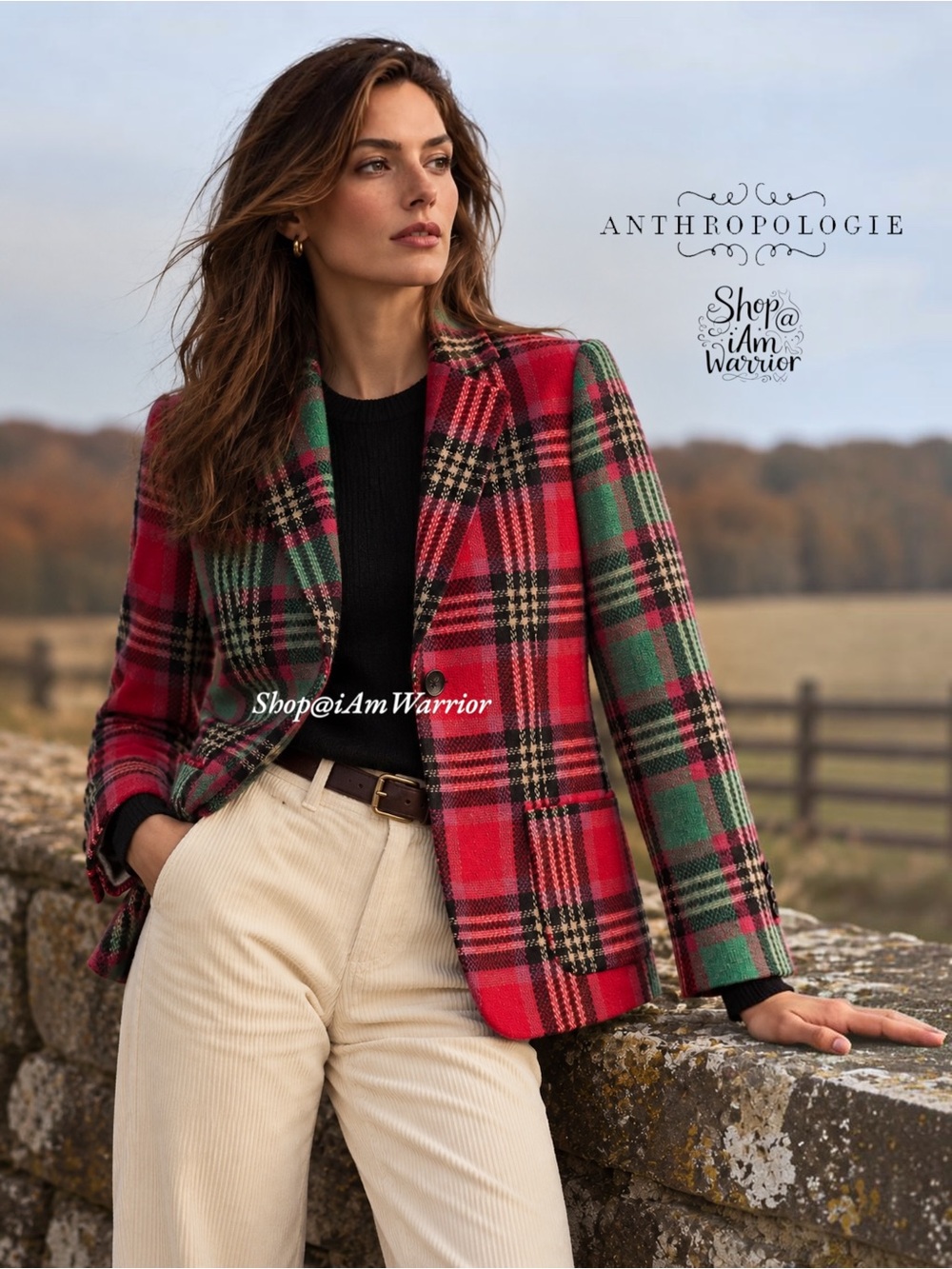 Anthropologie Virgin Wool Mixed Colorblock Tartan Plaid Statement Blazer